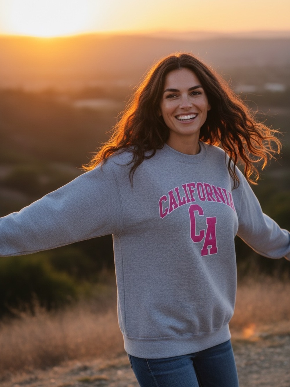 Prince Peter Collection Gray Pullover Sweatshirt with Pink "California CA"